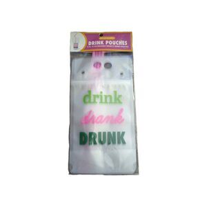 4 Pcs Drink Pouches For Adults Plastic Flask Reusable Disposable Bags w/ Straws